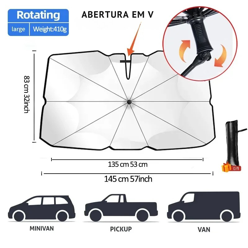 Pára-Sol Dobrável para Carro – Proteção UV e Calor | SunShield™