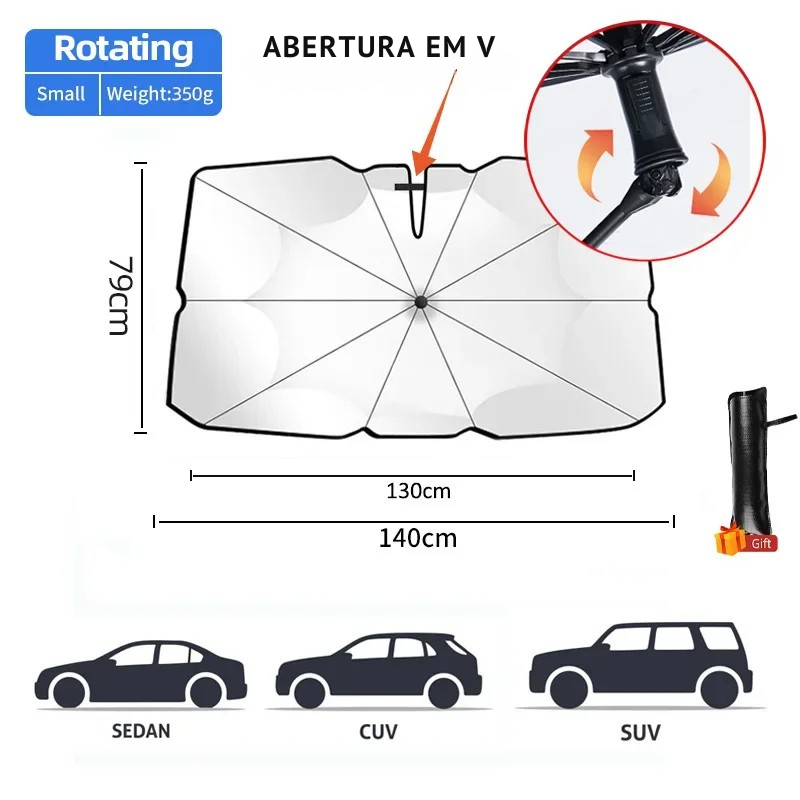 Pára-Sol Dobrável para Carro – Proteção UV e Calor | SunShield™